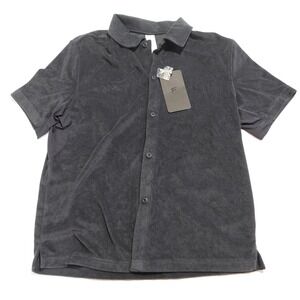 Fabletics "The Island Terry" Button Up Navy Blue Comfortable Men's Size XS NWT